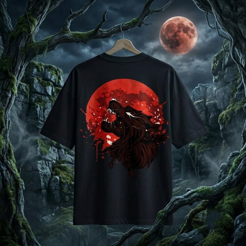 Blood Moon Roar Drop-Shoulder Graphic Tee 1