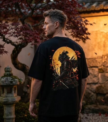 Crimson Moon Samurai Drop Shoulder T-Shirt