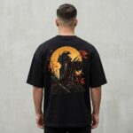 Crimson Moon Samurai Drop Shoulder T-Shirt