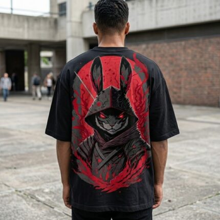 Crimson Soul Ronin Mystical Rabbit Warrior T-Shirt 3