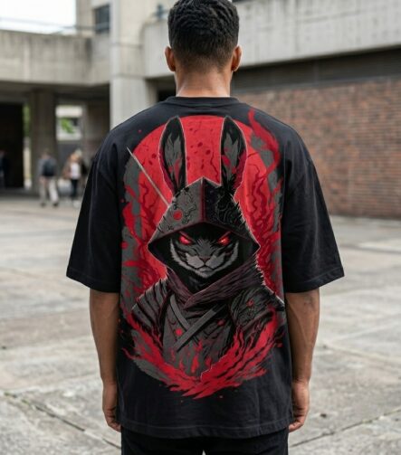 Crimson Soul Ronin Mystical Rabbit Warrior T-Shirt 3