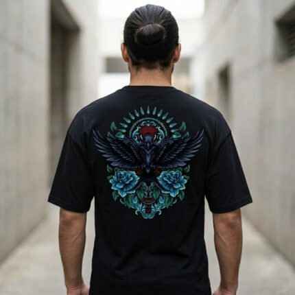 The Dark Raven & Teal Roses