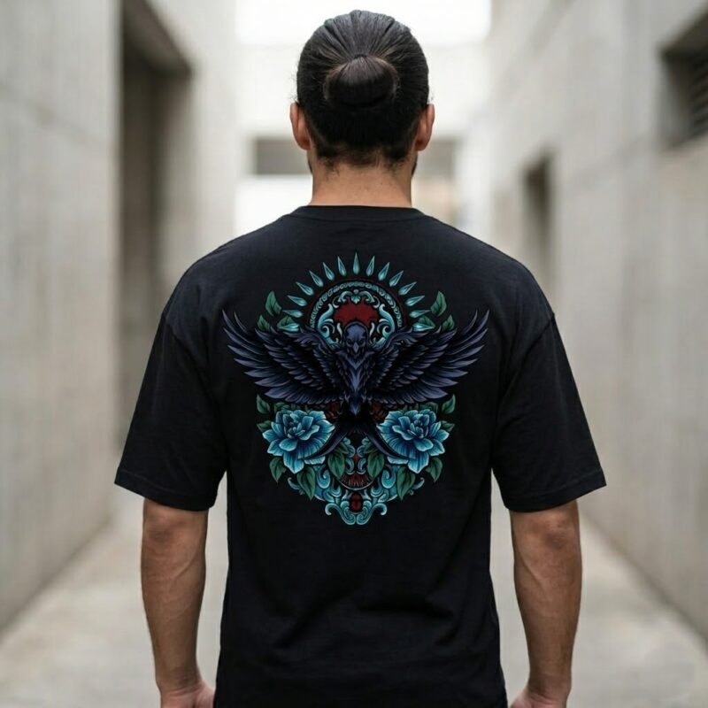 The Dark Raven & Teal Roses